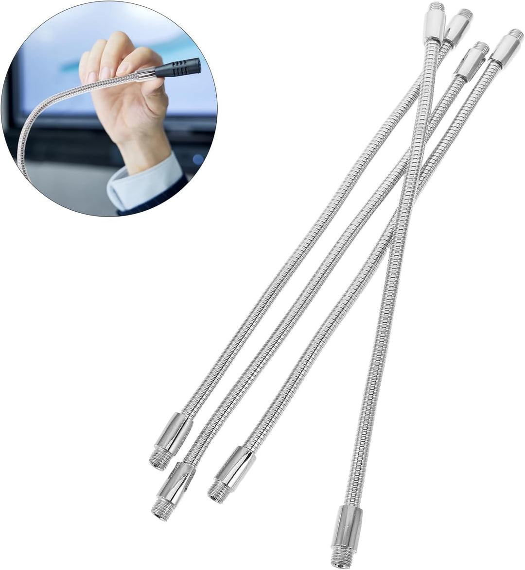 Cabilock 4 Stück Flexibles Schwanenhals Verlängerungsrohr aus Eisen mit M8-gewinde Leicht und Silber