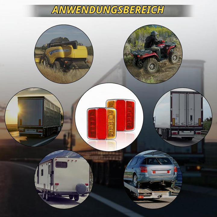AOHEWEI LED Anhänger Rückleuchten 12V Beleuchtung Bremslichten Lkw Heckleuchte Blinklicht Hinten Was