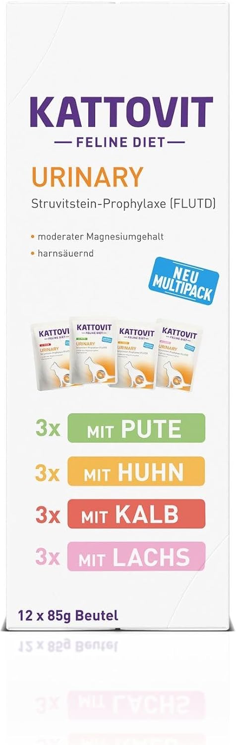 Kattovit Urinary Multipack | 12 x 85 g | Diät-Alleinfuttermittel für Katzen mit 4 verschiedenen Sort