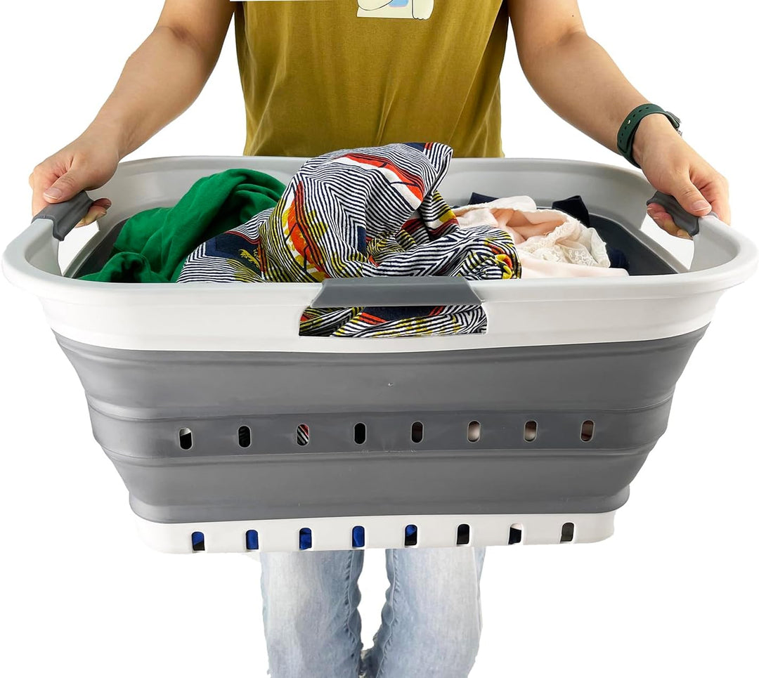 SAMMART 42L Faltbarer Wäschekorb aus Kunststoff – Faltbarer Pop-Up-Aufbewahrungsbehälter/Organizer –