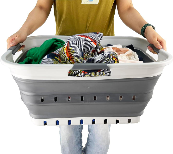 SAMMART 42L Faltbarer Wäschekorb aus Kunststoff – Faltbarer Pop-Up-Aufbewahrungsbehälter/Organizer –