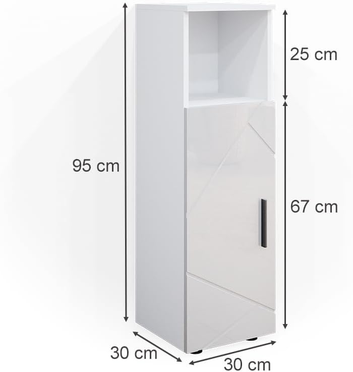 Vicco Midischrank Irma, Weiss Hochglanz, 30 x 95 cm Weiss Hochglanz Midischrank 30x95 cm, Weiss Hoch