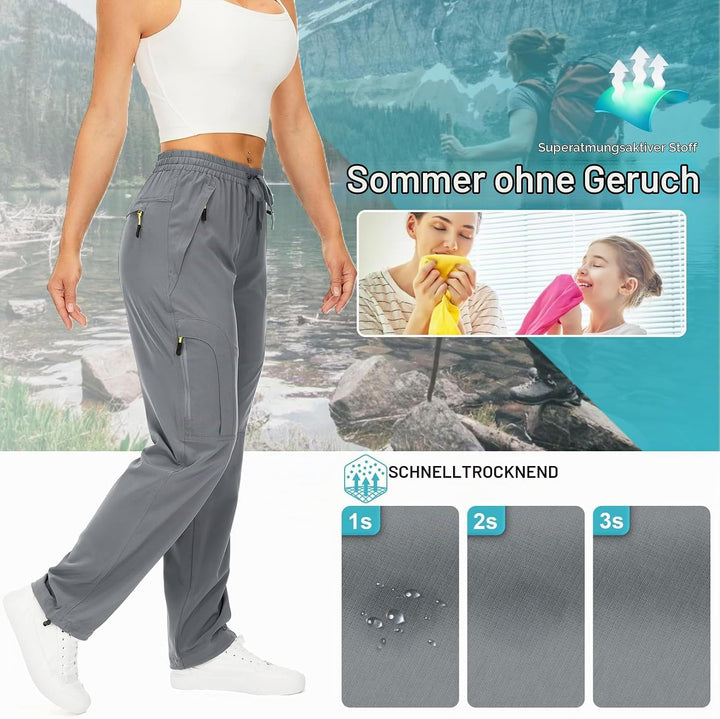 yeyity Wanderhose Damen Leichter Quick Dry Outdoorhose Atmungsaktiv Cargohose UV-Schutz Trekkinghose