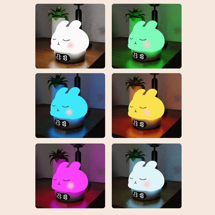 Bunny Alarm Clock, Rabbit Night Light, Sleep Training Alarm, Silicone Pat Light, Kids Wake Up Lamp,