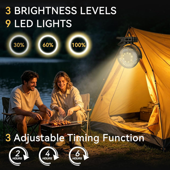 Camping Ventilator, 12000 MAh Mini USB Ventilator, 360° Drehung Tischventilator, 3 Geschwindigkeiten