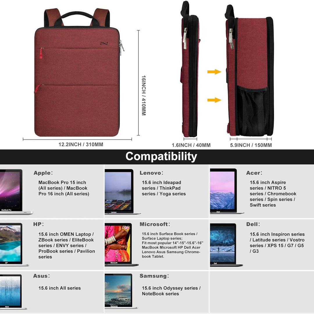ZINZ 13 14 15 16 Zoll Schlank und Erweiterbar Laptop Rucksack Wasserdicht Notebook Tasche für Männer