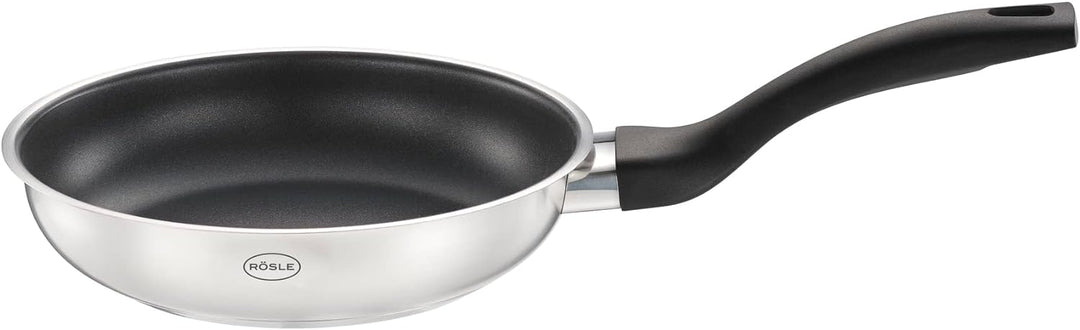 RÖSLE Pfannen-Set Basic Line Ø 20 cm, 24 cm mit Antihaftversiegelung ProPlex, Edelstahl 18/10, silbe