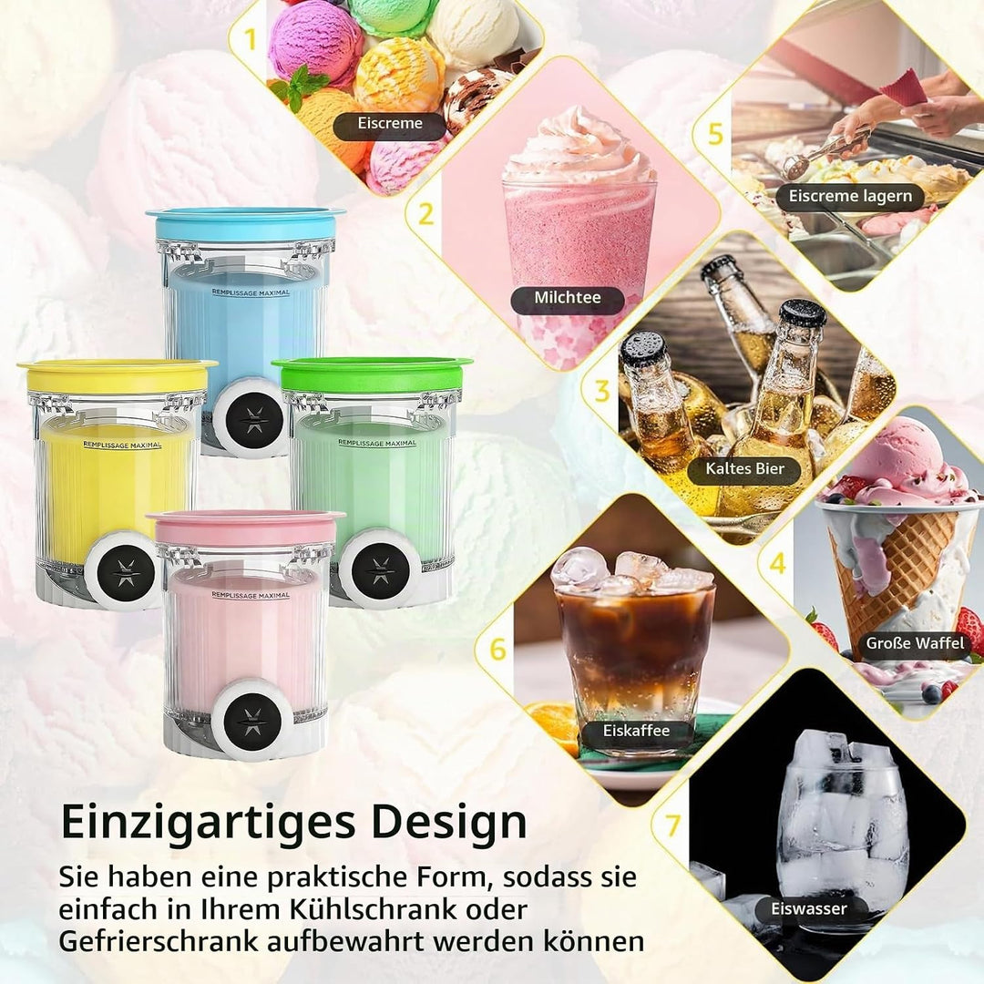 DAZZTIME Behälter für Ninja Creami Deluxe Pints,4 Stück Ersatz für Ninja Creami Deluxe Pints und Dec