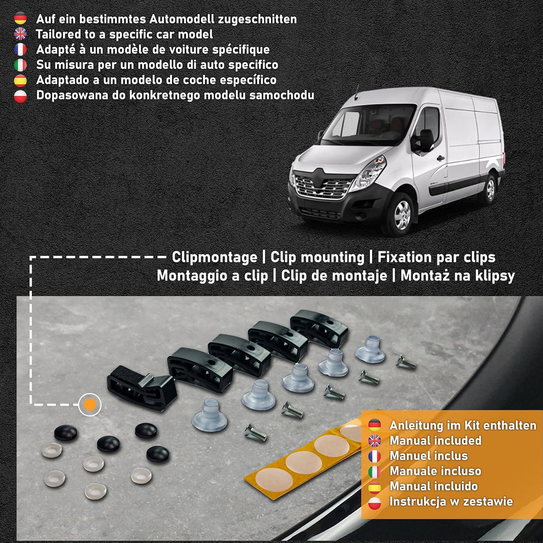 CHROMEMASTER | Auto Zubehör; Steinschlagschutz; Motorhaubenabdeckung Kompatibel mit Renault Master 2