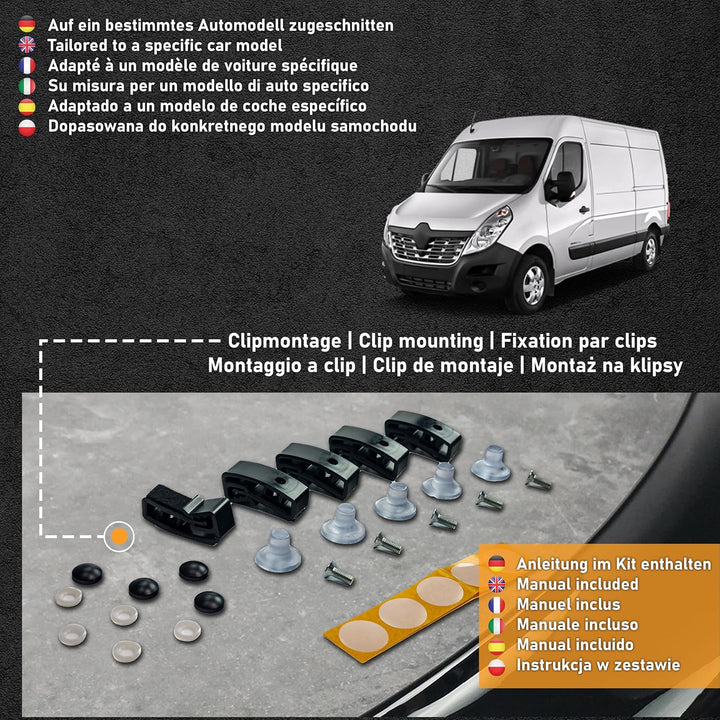 CHROMEMASTER | Auto Zubehör; Steinschlagschutz; Motorhaubenabdeckung Kompatibel mit Renault Master 2