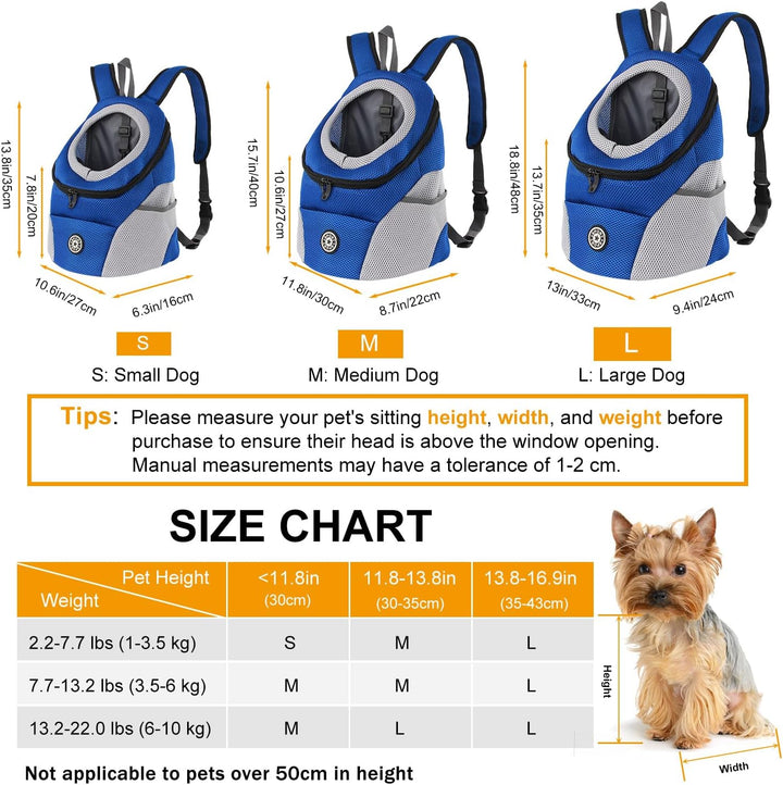 Hundetrage-Rucksack Welpentasche Kleine Haustier-Fronttasche mit Atmungsaktivem, Head-Out-Design, Wa
