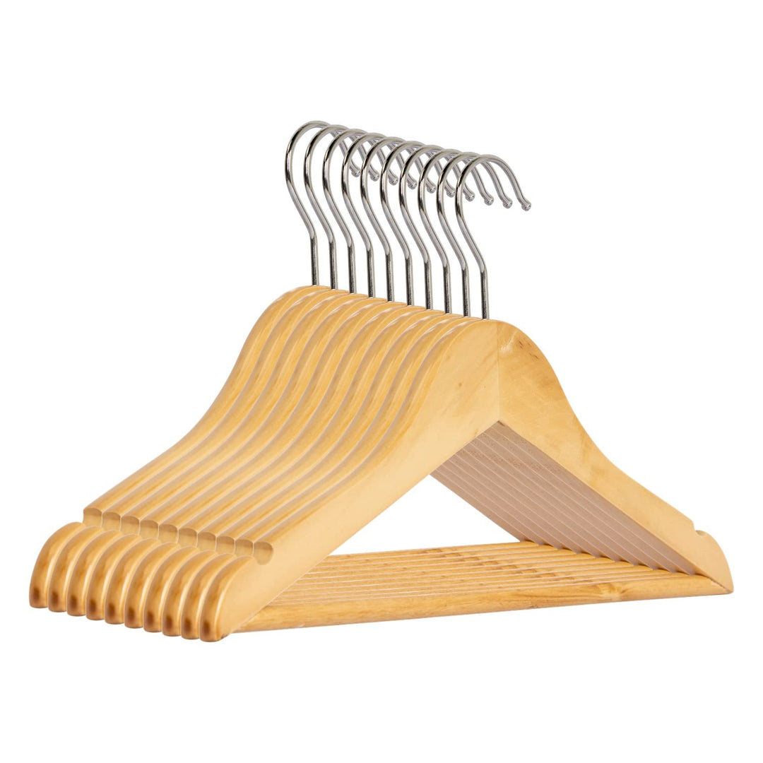 RSR Hangers 10 Stück Kinderbügel Holz Kinder Kleiderbügel Holz Natur | Kinderbügel | Babybügel | Gar