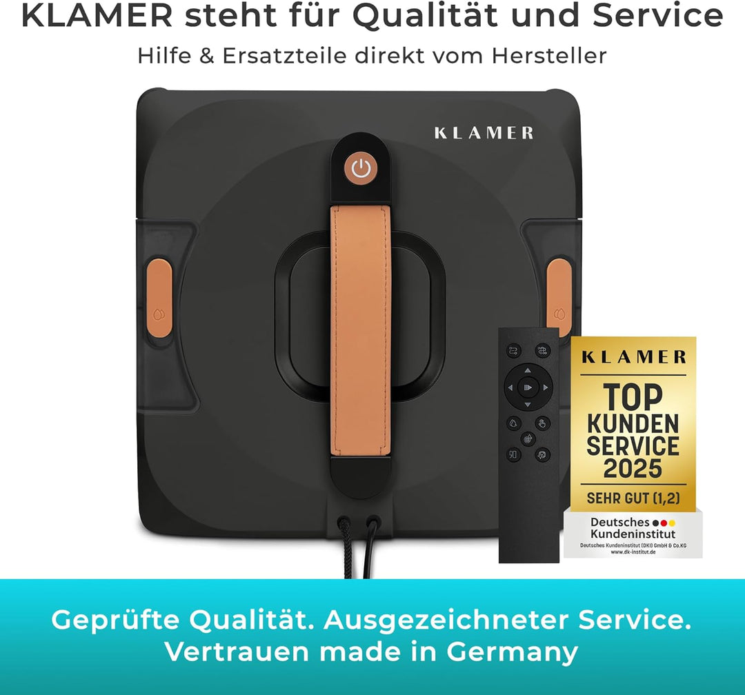 KLAMER Fensterputzroboter 3500 Pa – automatischer Fensterreiniger mit 100 ml Doppelwassertank, Nassr