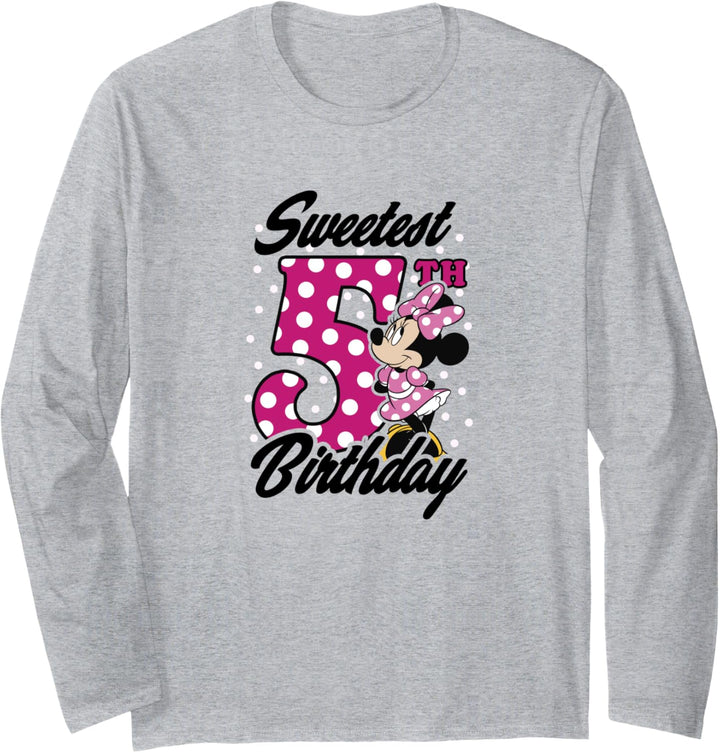 Disney Minnie Mouse Pink Polka Dot Sweetest 5th Birthday Langarmshirt