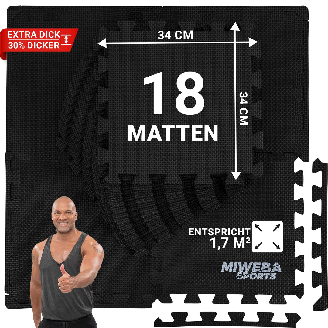 Miweba Sports Bodenschutzmatte BS50 | 8-teilig 1,7 m² - Yogamatte Gymnastikmatte Puzzlematte Fitness