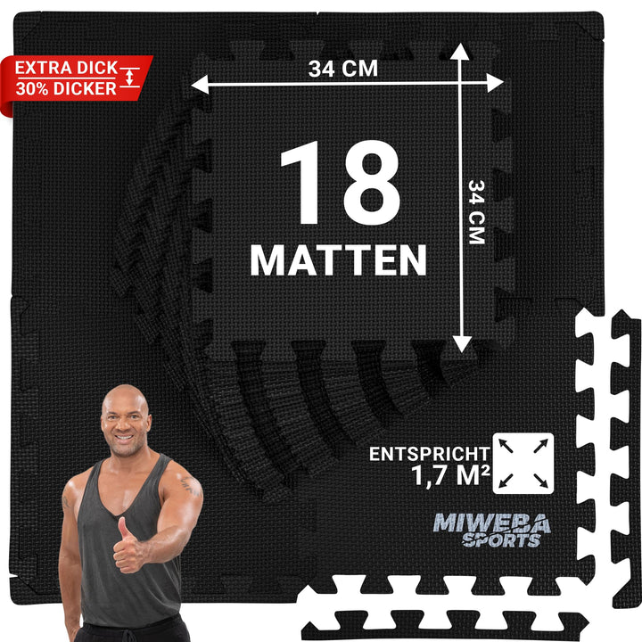 Miweba Sports Bodenschutzmatte BS50 | 8-teilig 1,7 m² - Yogamatte Gymnastikmatte Puzzlematte Fitness