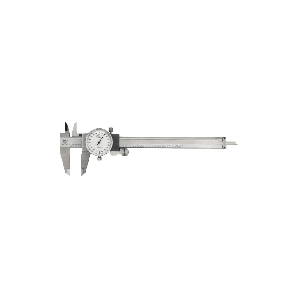 Mahr 4107107 Marcal 16 U Zifferblatt Messschieber mit Reibrad, weisses Zifferblatt, 0-150 mm Reichwe