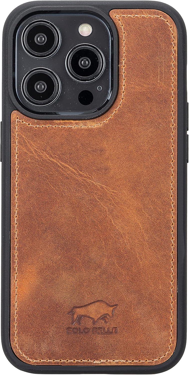 Solo Pelle Lederhülle kompatibel für iPhone 14 Pro in 6.1 Zoll abnehmbare Hülle (2in1) inkl. Kartenf