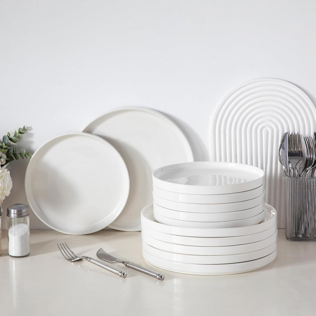 MALACASA Dessertteller 6 Personen, Ø 21 cm Kleine Teller Set aus Porzellan, Frühstücksteller mit Ste