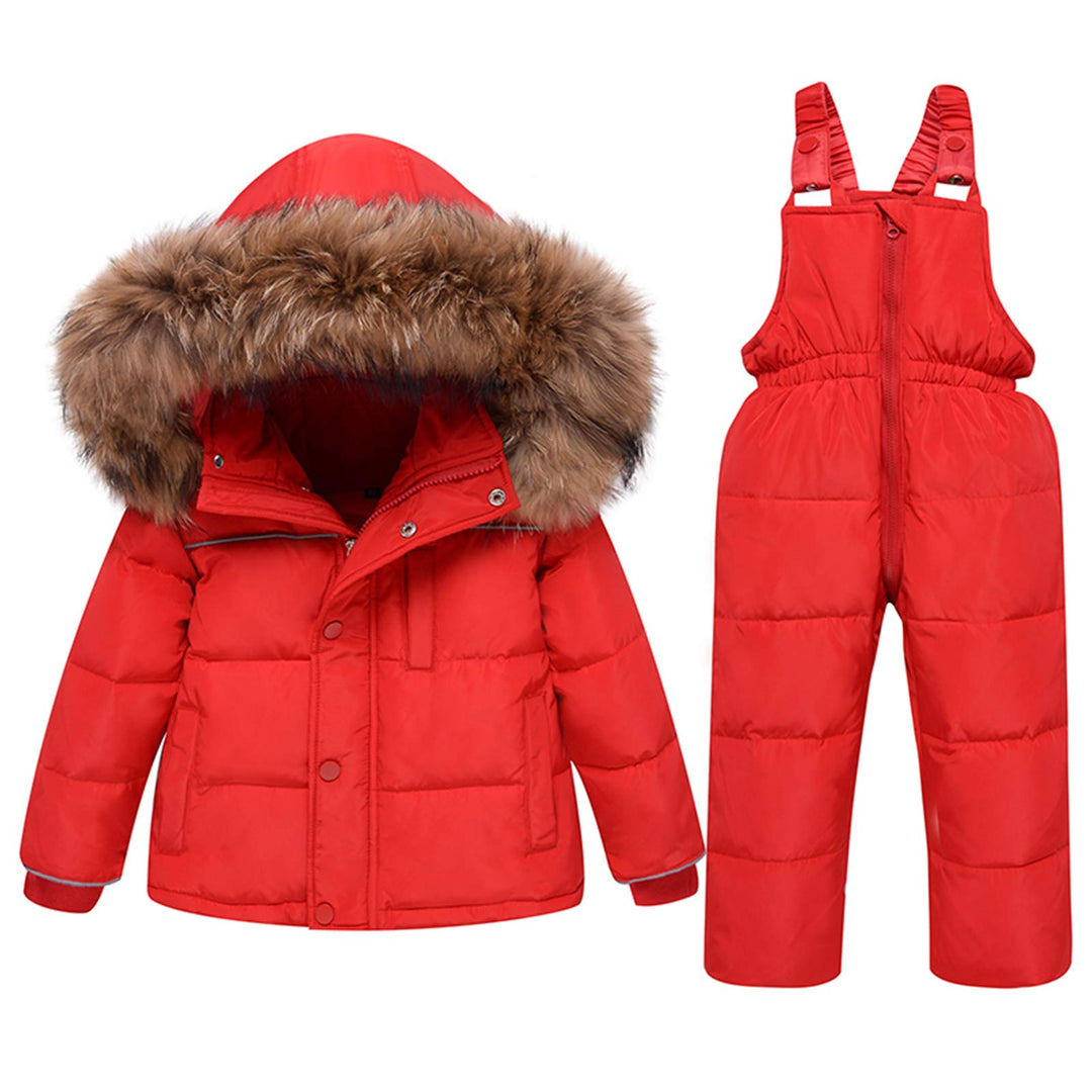 Skianzug Mädchen Kinder Schneeanzug Daunenjacke mit Kaputze + Skihose 2tlg Bekleidungsset Winteranzu
