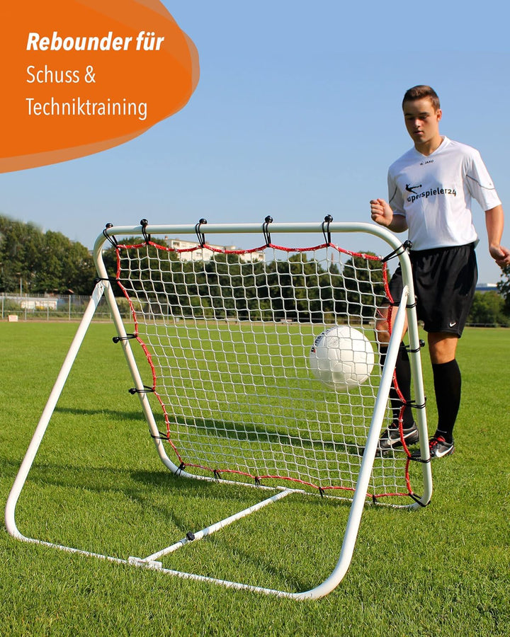 Fussball Rebounder 100 x 100 cm – klappbare Kickback Rückprallwand – Einstellbarer Winkel – für Tech
