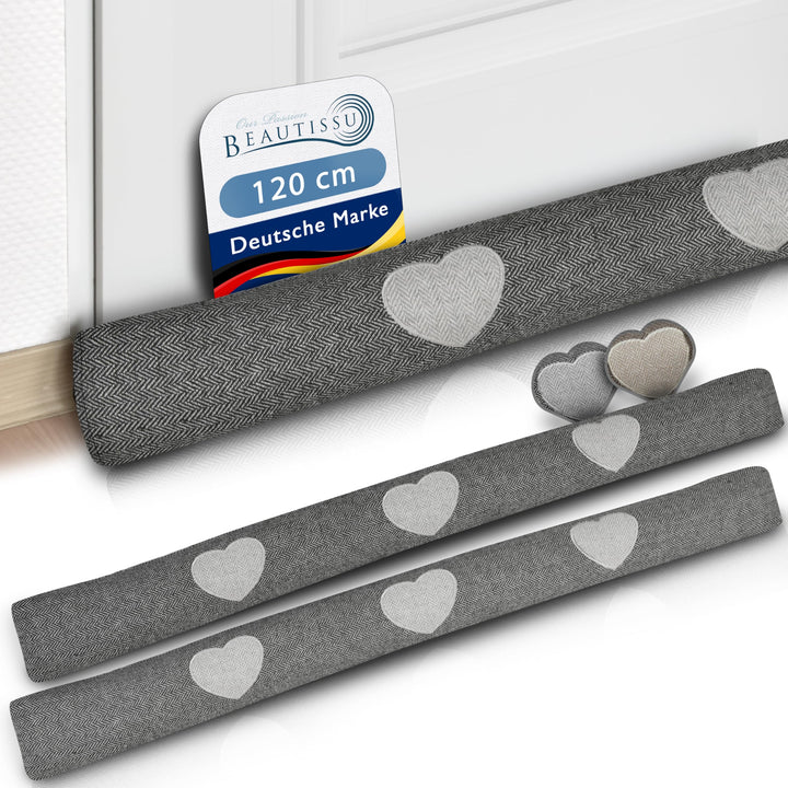 Beautissu 2er Set Zugluftstopper 120 cm lang Tuuli HR - Windstopper als Türvorleger, Haustür Rolle u