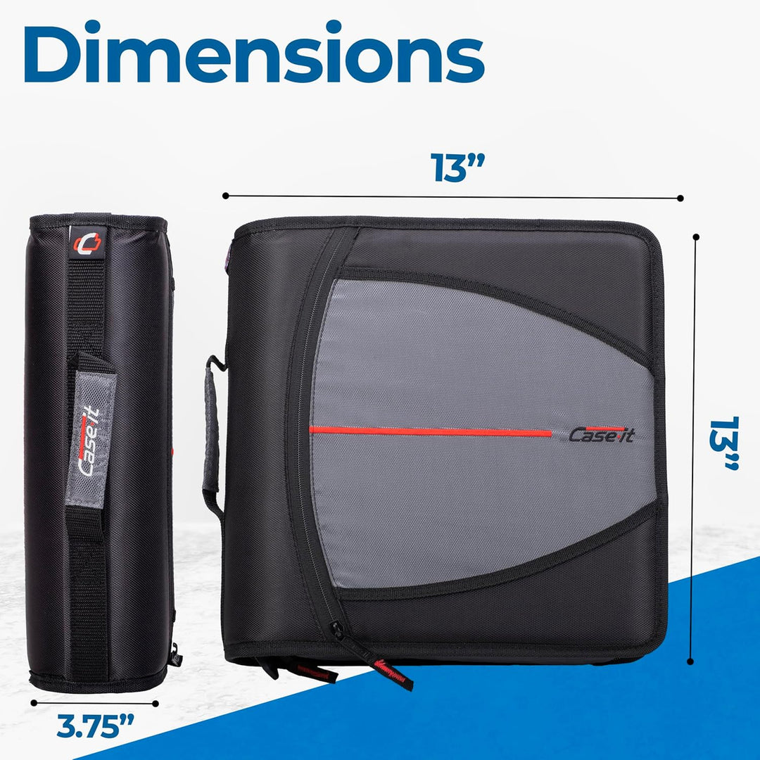Case-it The Mighty D-146 Ordner mit Reissverschluss, 7,6 cm O-Ringe, 5 farbige Registerkarten, mehre