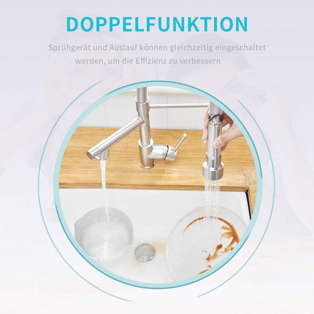 AIMADI Wasserhahn Küche Mischbatterien Pull Down Küchenarmatur mit Brause Spiralfederarmatur Küchens