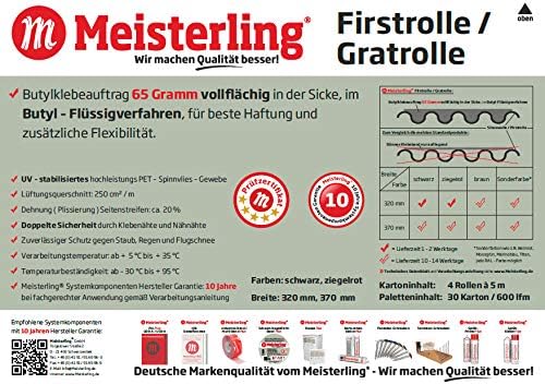 Meisterling® Firstrolle + Gratrolle 320 mm, Roll first, Grat, Lüfter - First 4 Rollen à 5 m ( Karton