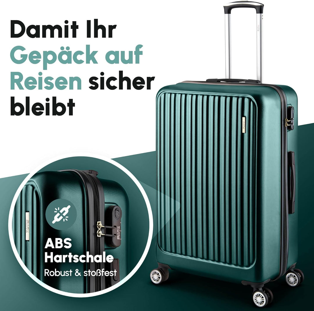 Easy Move ABS Hartschalenkoffer [ERGONOMISCH & SICHER] - Grosser Trolley Koffer mit 360° Rädern, Zah