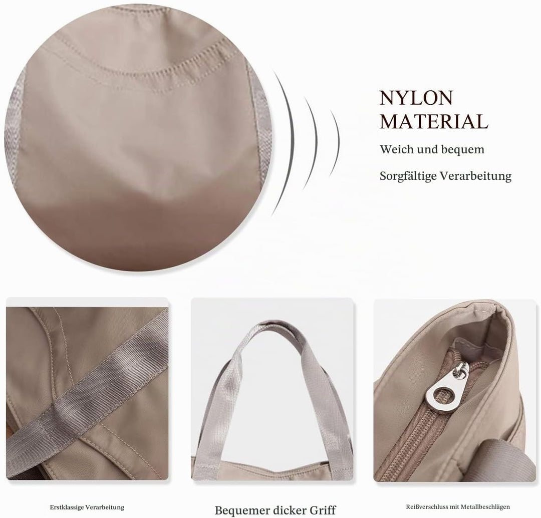 NICOLE &amp; DORIS Damen Handtasche Nylon Schultertasche Umhängetasche Gross Shopper Tasche mit Reissver