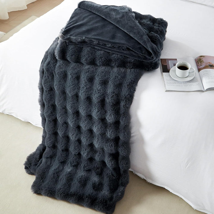 Plüsch Kuscheldecke Flauschig Winter Warm Grau Plüsch Langhaar Kuscheldecke 150x200 Super Weich Gesc