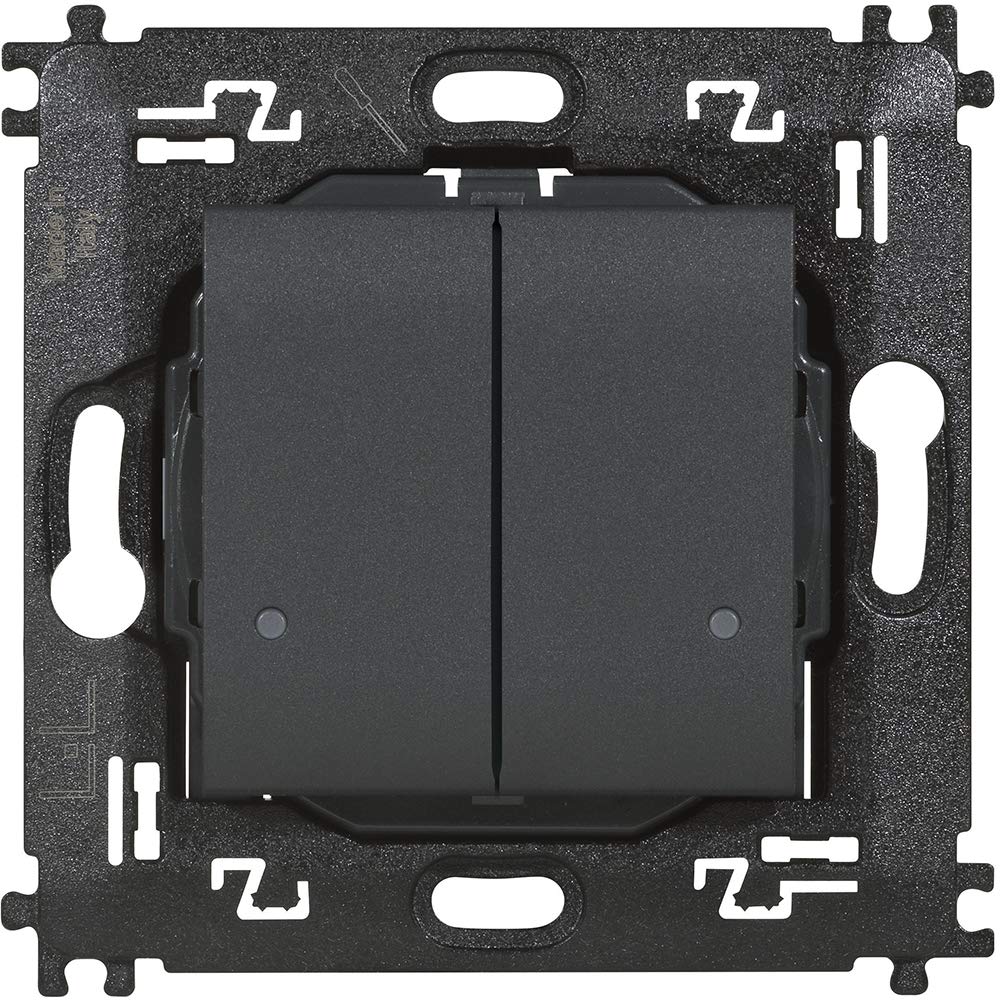 Bticino L4003DCW Livinglight Funk-Doppel-Lichtsteuerung, Anthrazit Schwarz, Schwarz
