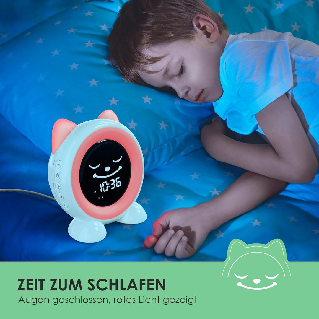 FiveHome Wecker Kinder-Schlaftrainer Kinder Kinderwecker Digital Lichtwecker mit 11 Farben Nachtlich