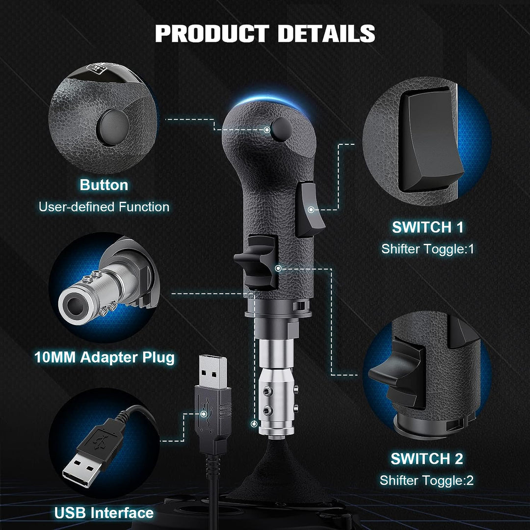 aikeec USB Shifter Knob PC, 18 Gänge PC Schalthebel Knob für Euro Truck Simulator 2 ATS ETS2, PC Tru