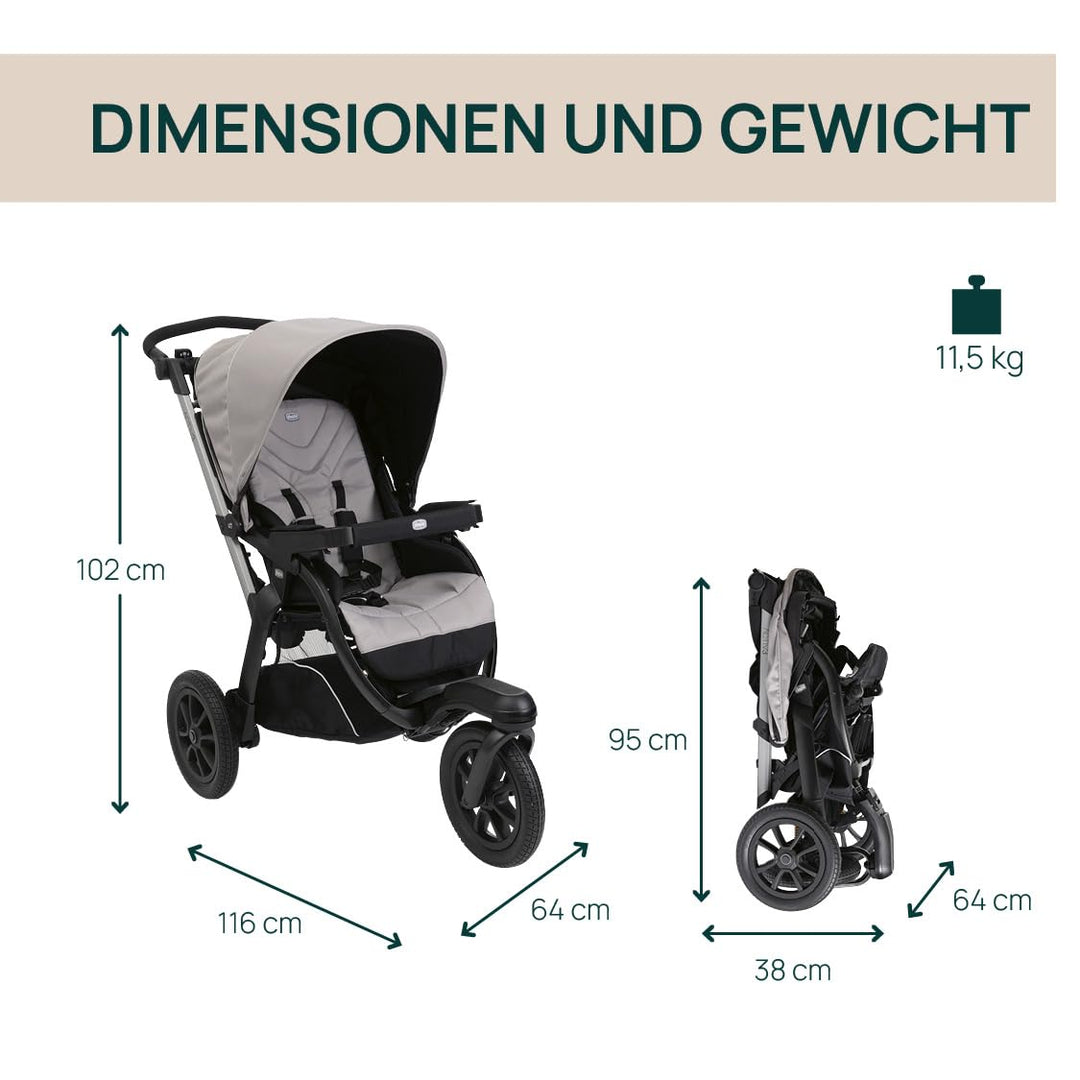 Chicco Activ3 Kinderwagen mit 3 Rädern, funktional und leicht zu steuern auf allen Untergründen, bre