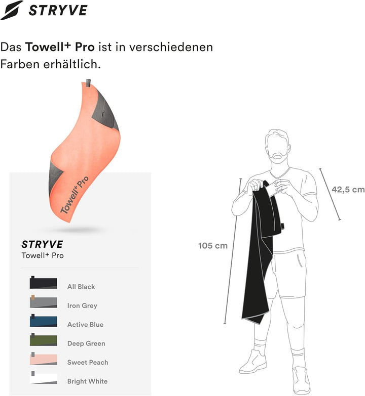 Stryve Gym Towell+Pro Sweet Peach (105 x 42,5cm), Sporthandtuch mit Magnetclip & antirutsch, Peach