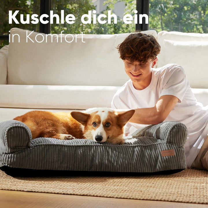 FUKUMARU Katzensofa Bett, Corduroy Gemütliches Katzenbett für drinnen mit abnehmbarem waschbarem Bez