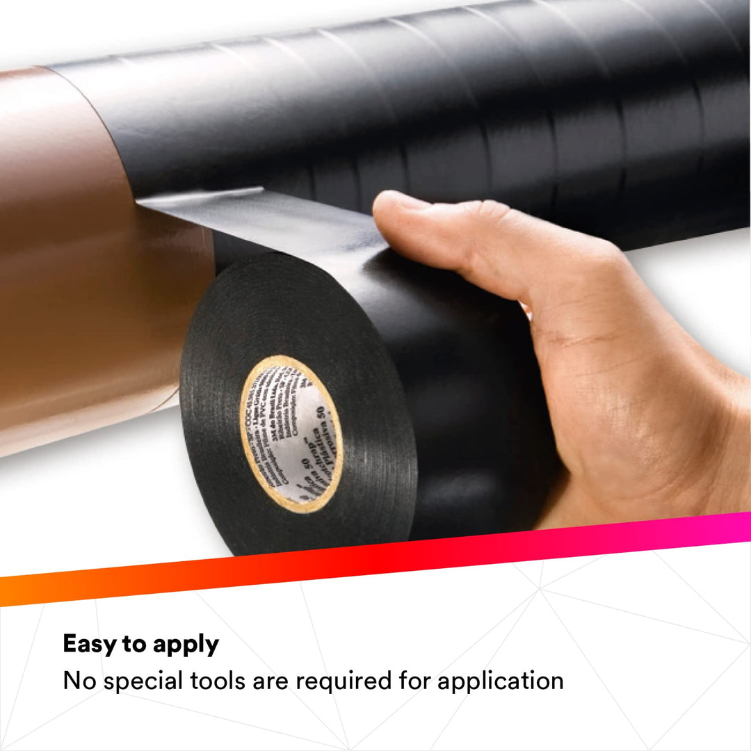 3M Scotchrap Vinyl-Korrosionsschutzband 51, schwarz, unbedruckt, einfache Anwendung, PVC-Rückseite,