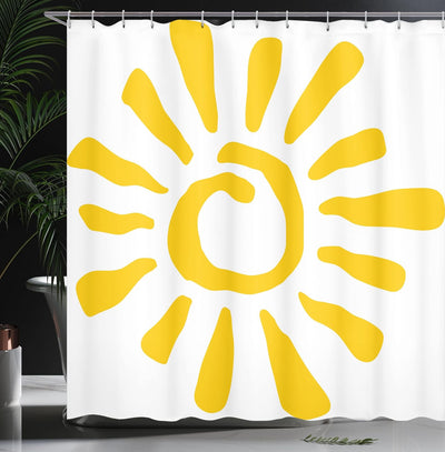 ABAKUHAUS Sonne Duschvorhang, Doodle Sun Burst Sommer, mit 12 Ringe Set Wasserdicht Stielvoll Modern