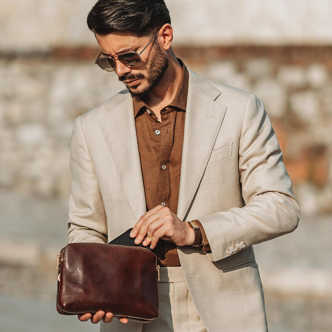 Time Resistance Leder Clutch für Herren – Organizer Tasche für Herren – Handgelenktasche – Aktentasc