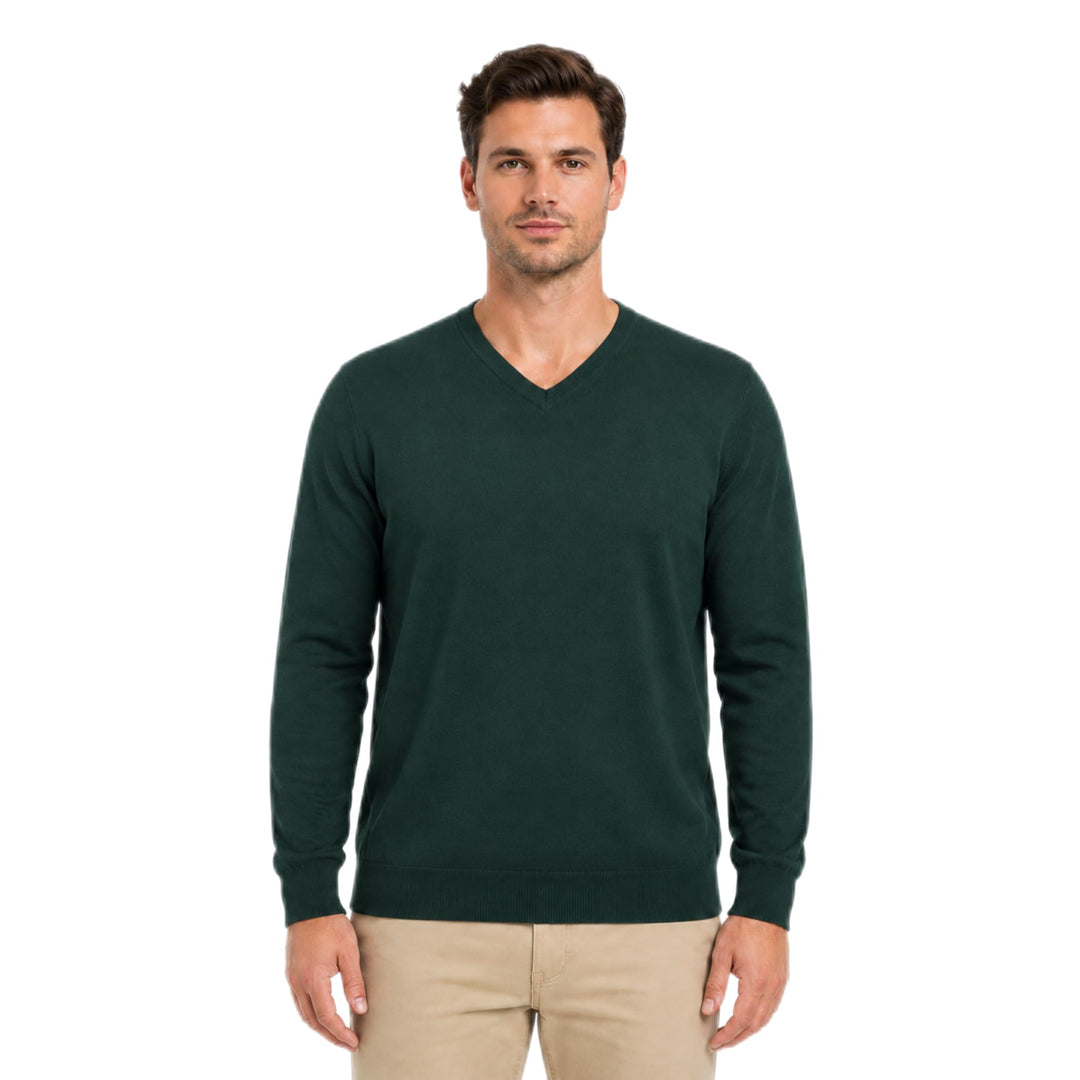 Krumba Herren Baumwolle Übergross V-Ausschnitt Klassik Pullover 4XL Grün, 4XL Grün