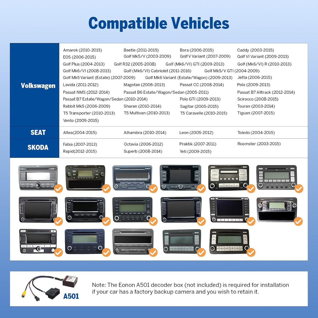 Eonon 9 Zoll für Volkswagen SEAT Skoda Golf VI/V Polo Touran T5 Android 14 3+32GB Car Stereo GPS Car