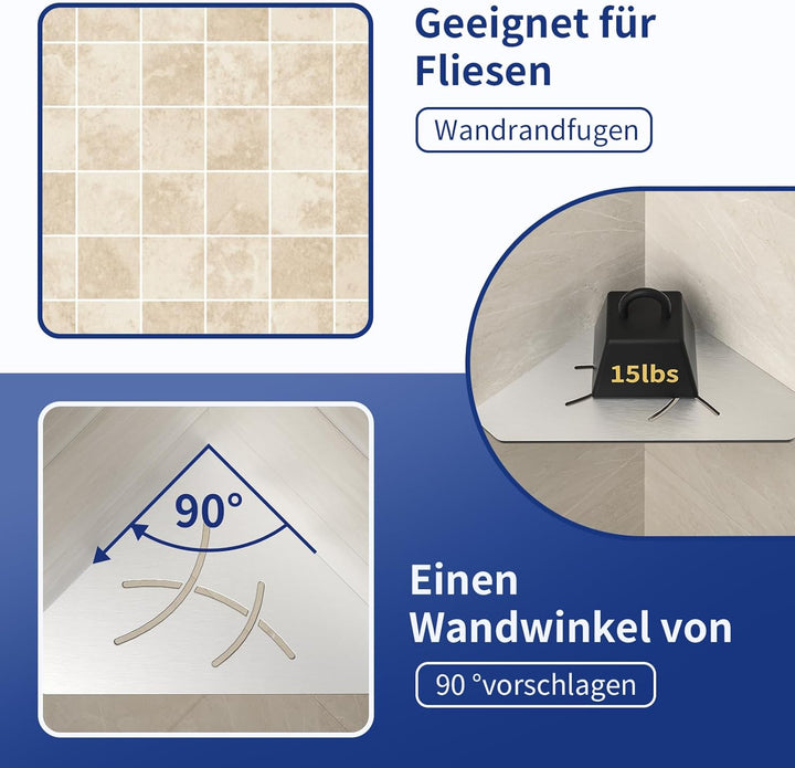 Duschablage mit 3 mm Stärke,304 Edelstahl Pentagonal Eckregal,Vertieftes Badezimmer-Duschregal Dusch