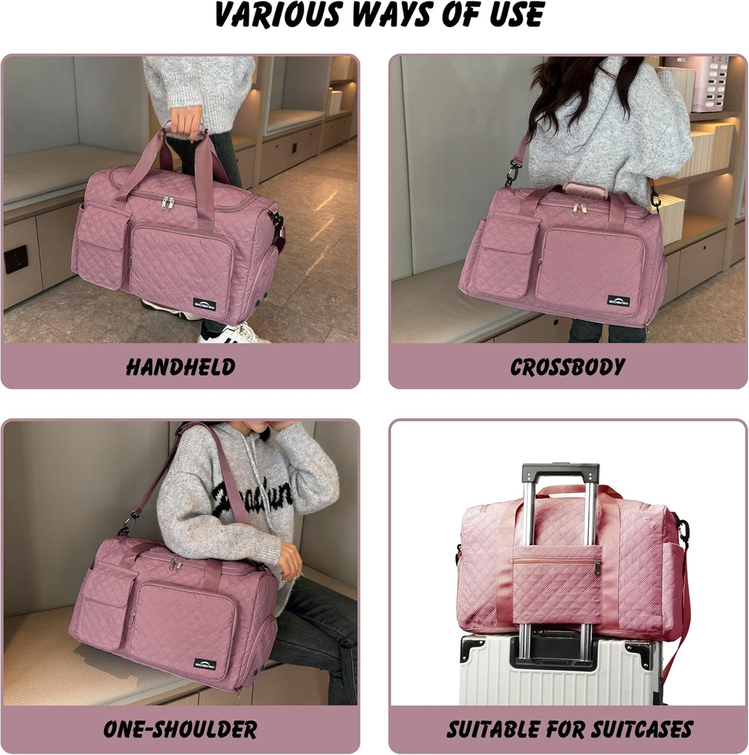 Sporttasche Damen，Reisetasche mit Nassfach und Schuhfach Wasserdichter Handgepäck Tasche, Weekender