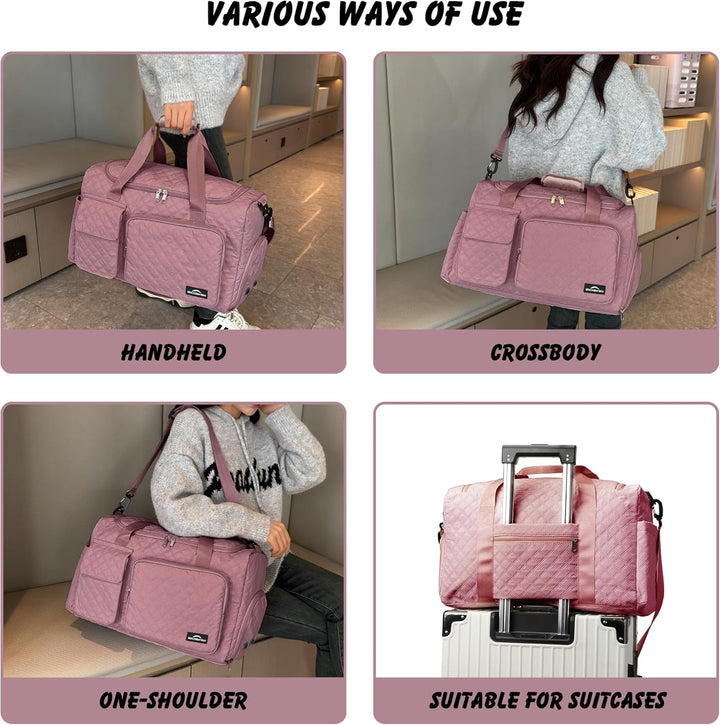 Sporttasche Damen，Reisetasche mit Nassfach und Schuhfach Wasserdichter Handgepäck Tasche, Weekender