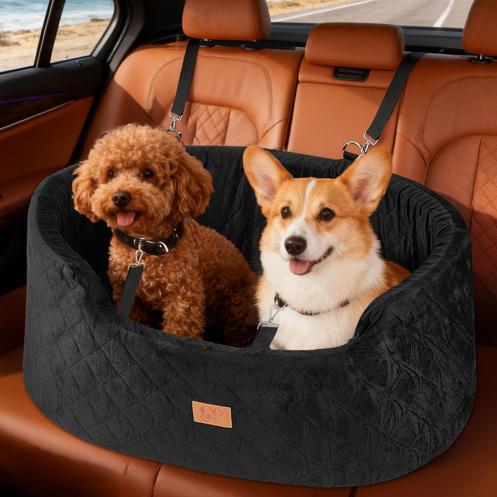 Hunde Autositz für Mittlere/Grosse, Hunde Autositz mit Abnehmbarem Sitz, Sicherheits-Zugseil, Rutsch
