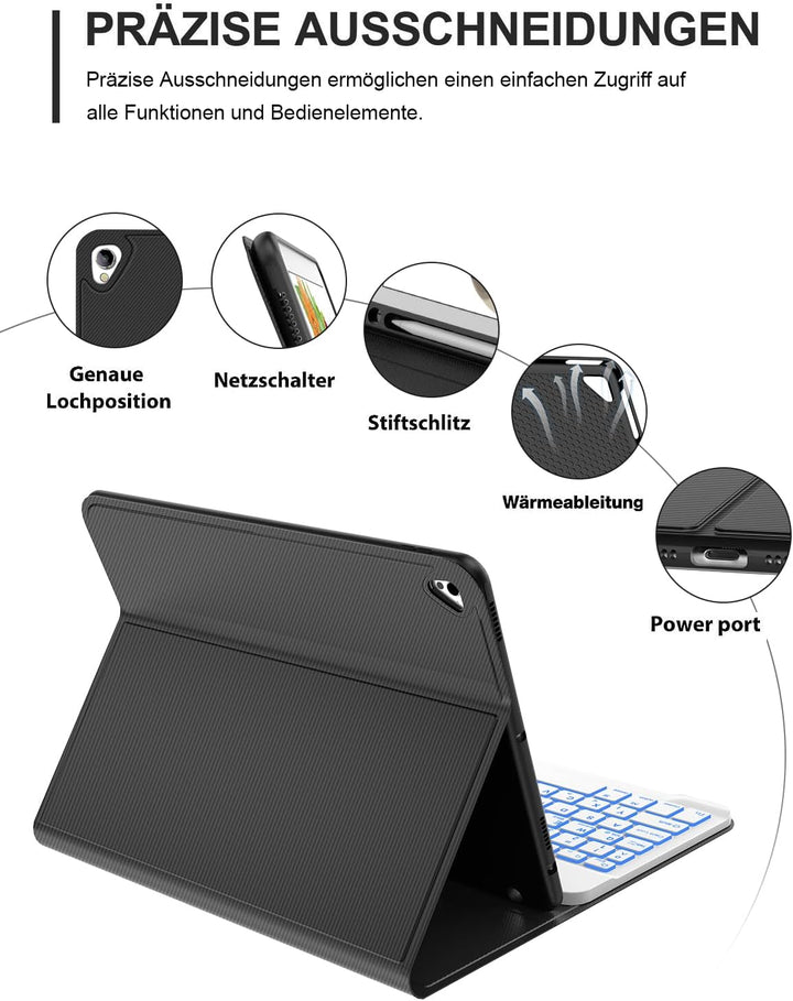 IVEOPPE iPad 10.2 Hülle mit Tastatur,iPad 9. Generation Hülle mit Tastatur, iPad Pro 10.5 Zoll Tasta