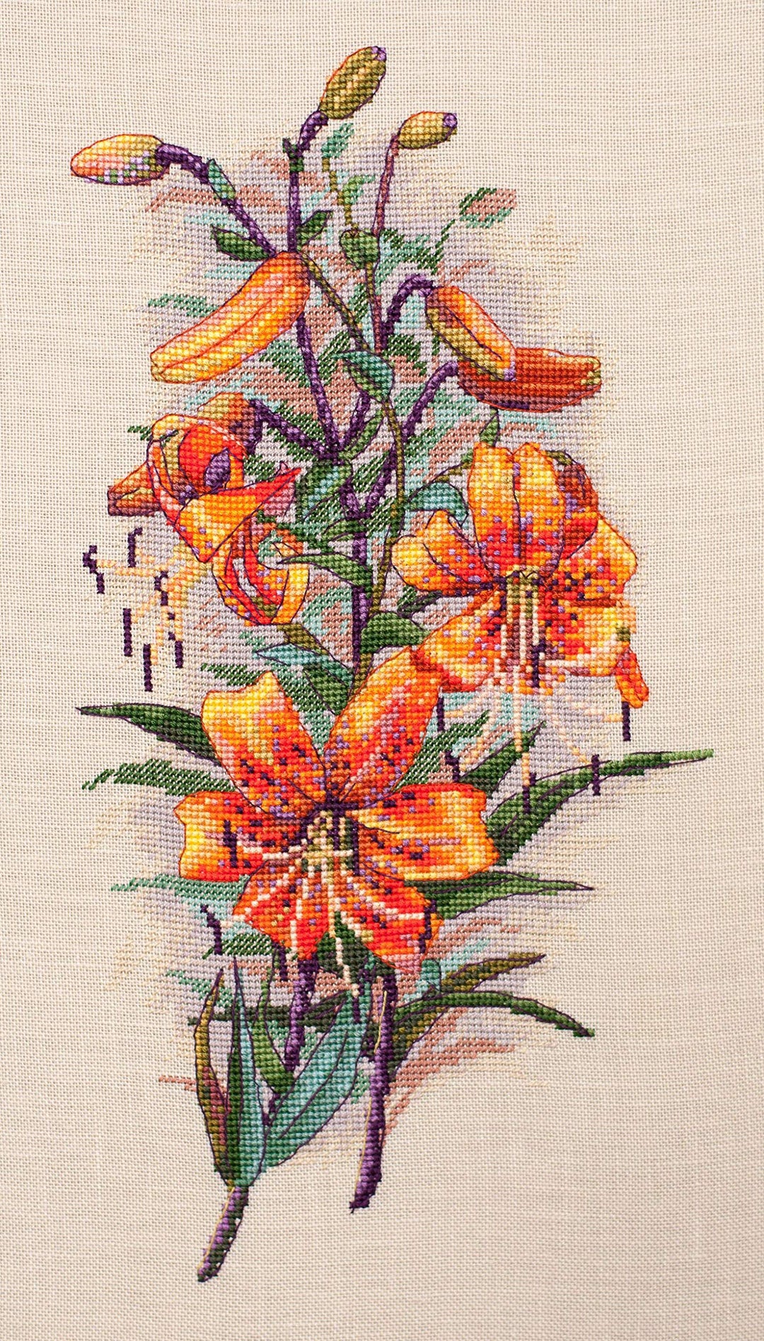 Merejka K-90A Weinlese-Lilien Aida Zählmuster Kreuzstichset, Baumwolle, mehrfarbig, 17x30 cm