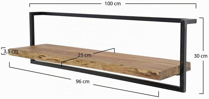 RINGO-Living Massivholz Regal Alani in Natur-hell und Schwarz-matt 1000mm, Akazie 1000 mm, 1000 mm